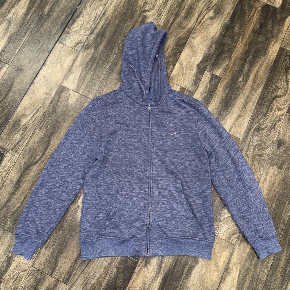 Vineyard Vines Full-ZIp Hoodie Heathered Navy Blue Men's M‎ Cotton Blend